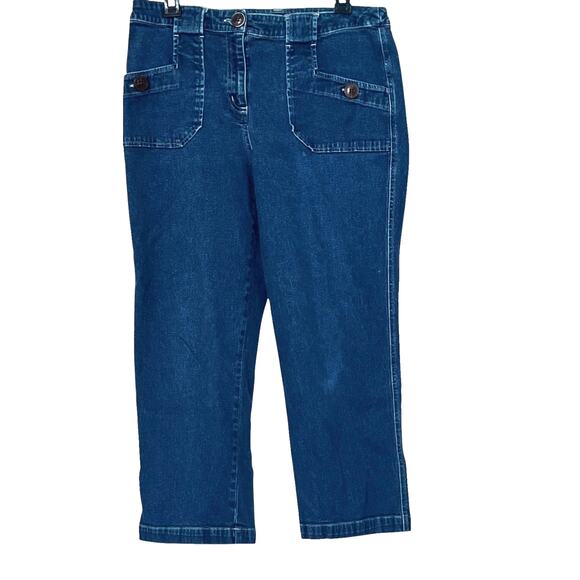 HANNAH STRETCH HI-RISE STRAIGHT LEG DENIM JEANS, WOMENS, 8, DENIM BLUE, POCKETS - Picture 1 of 10